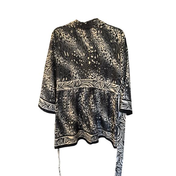 Nicole Miller Animal Print Medium Empire Waist Tie Button Up sz 14 Mobwife chic - Picture 6 of 6